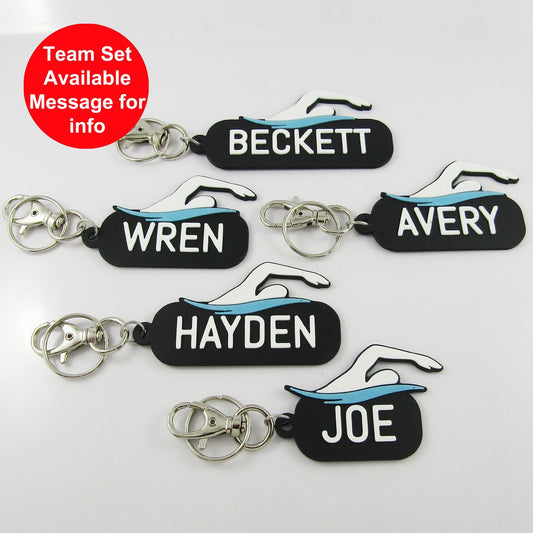 Personalised Swimming Name Keychain Custom Colours