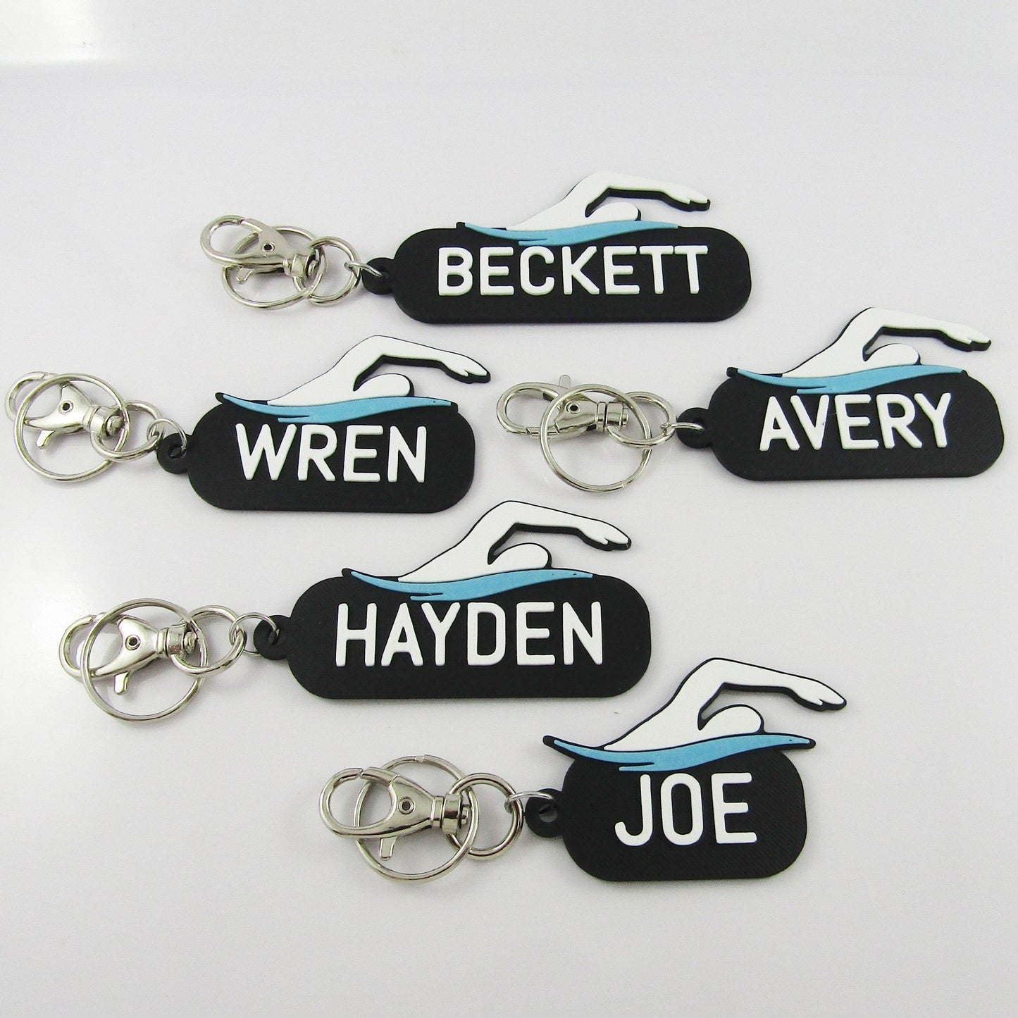 Personalised Swimming Name Keychain Custom Colours
