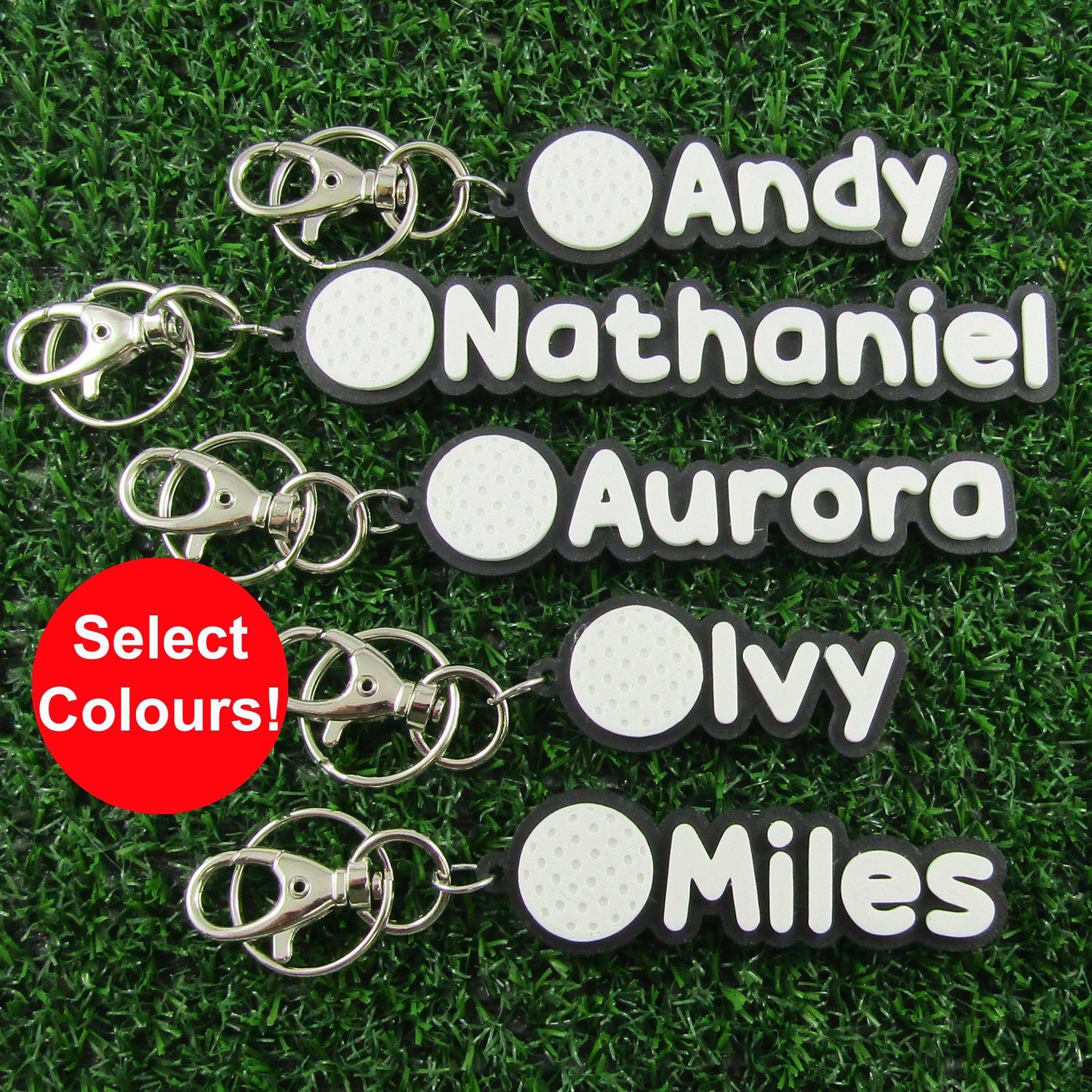 Personalised Golf Name Keychain Custom Colours