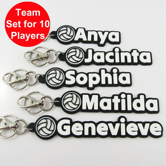 Set of 10 Personalised Netball Name Keychains