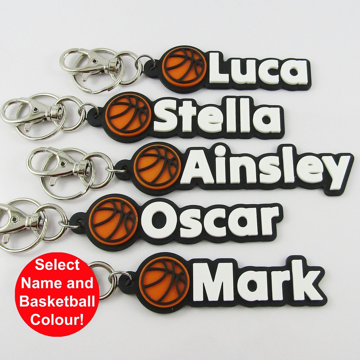 Personalised Basketball Name Keychain Custom Colours