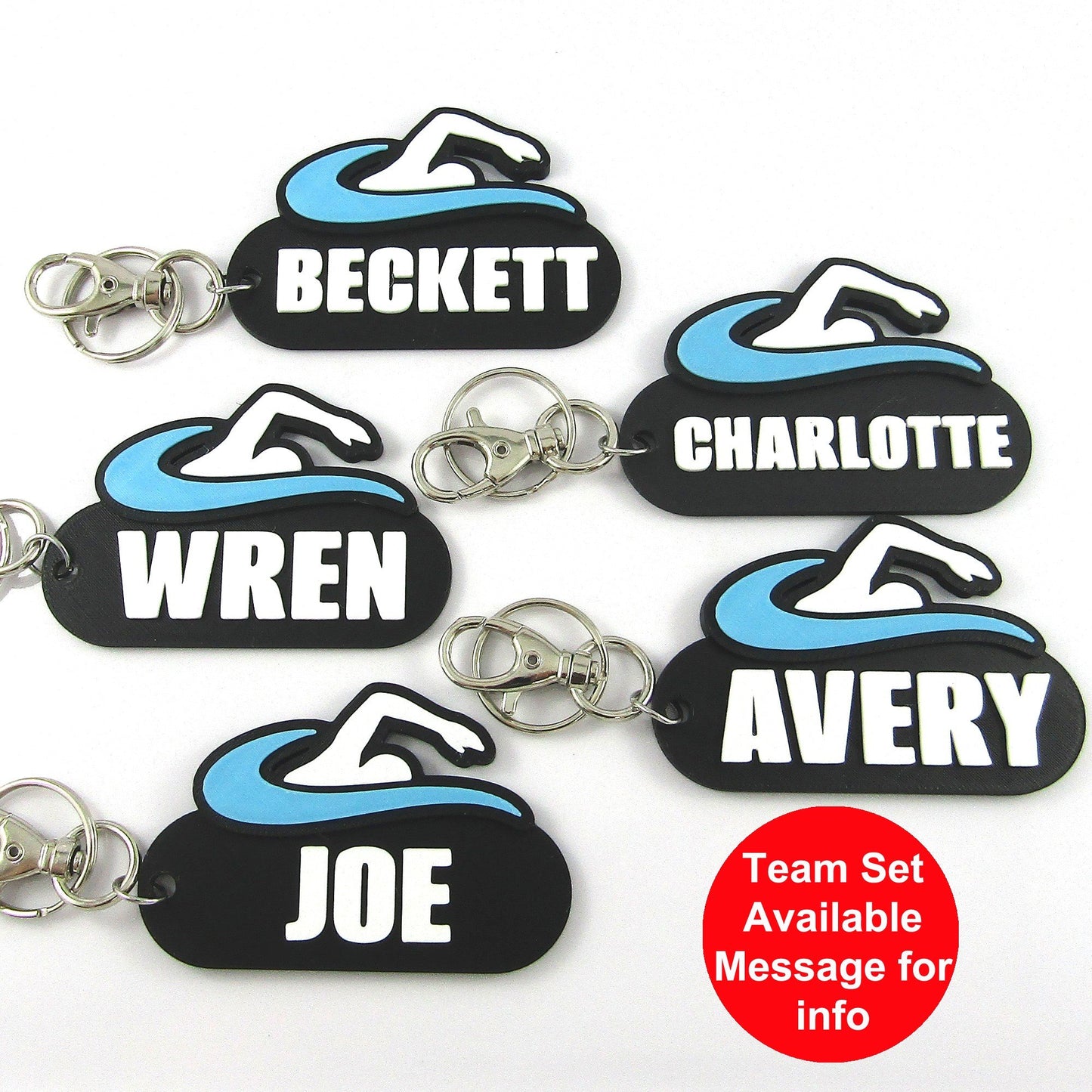 Personalised Swimming Name Keychain Custom Colours