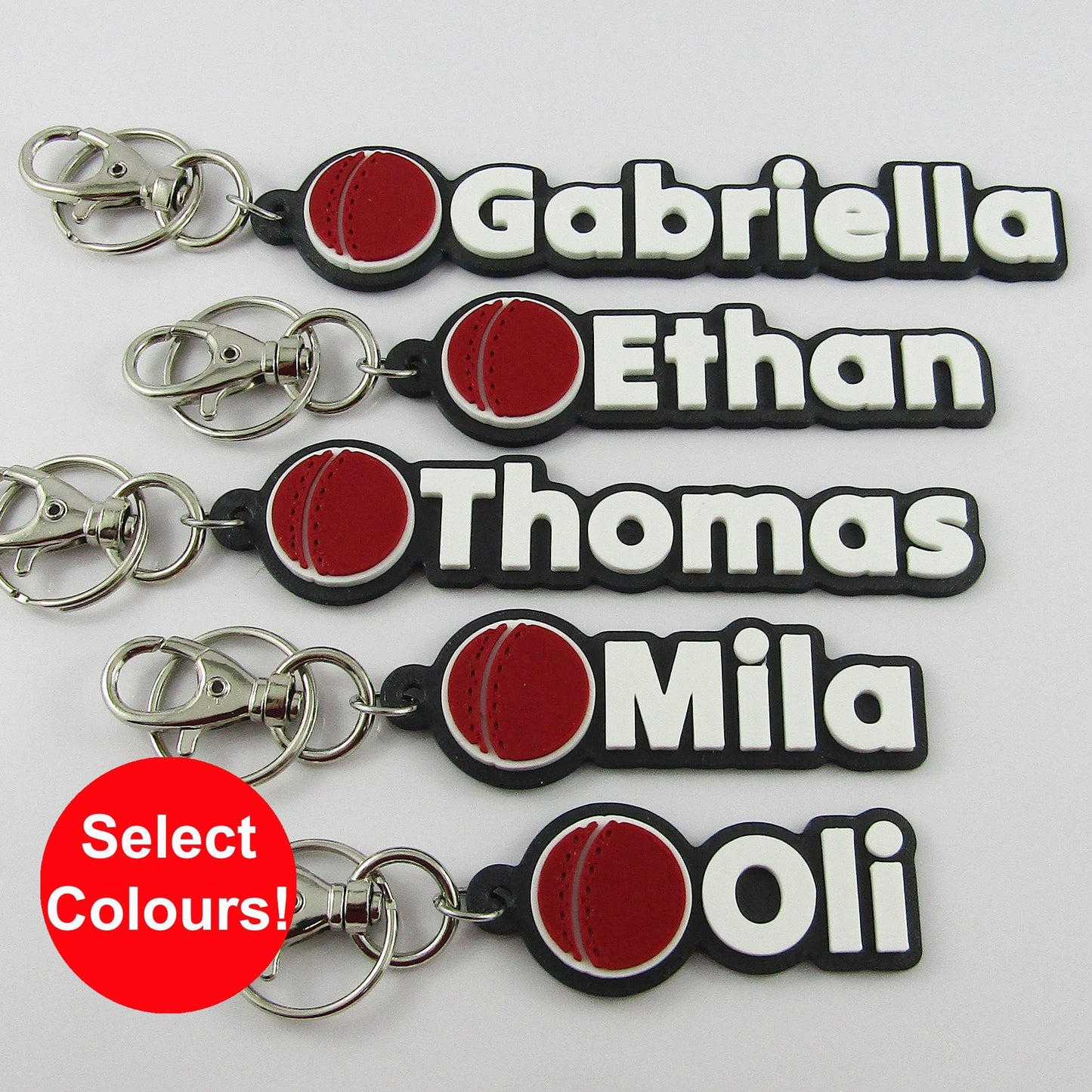 Personalised Cricket Name Keychain Custom Colours