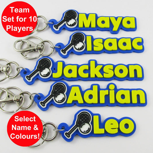 Team Set of 10 Personalised Lacrosse Name Keychains