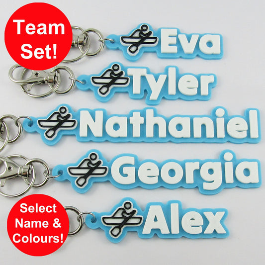 Personalised Rowing Crew Name Keychain Custom Colours Team Set