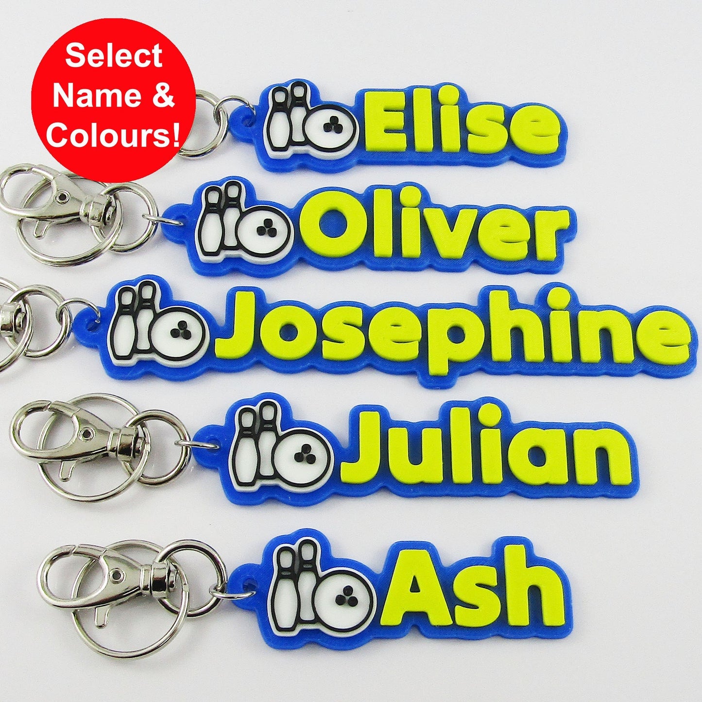 Personalised Ten Pin Bowling Name Keychain