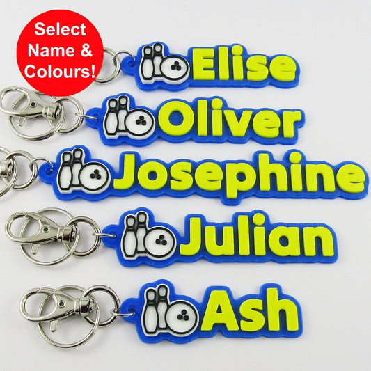 Personalised Ten Pin Bowling Name Keychain