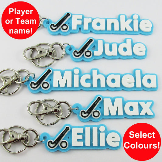 Personalised Field Hockey Name Keychain Custom Colours