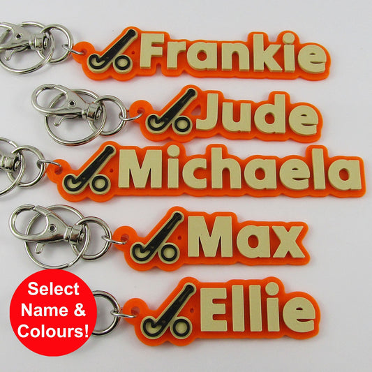 Personalised Field Hockey Name Keychain Custom Colours