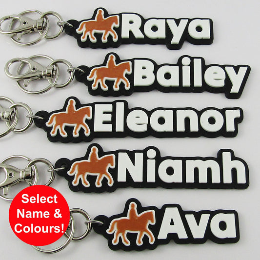 Personalised Horse Riding Name Keychain