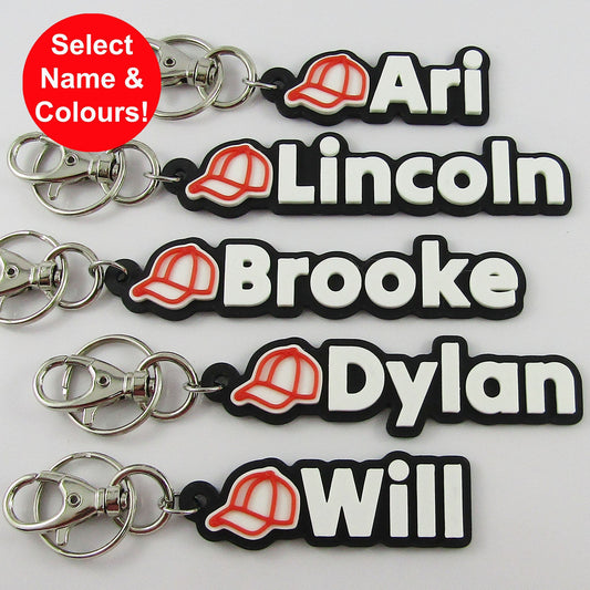 Personalised Baseball Cap Name Keychain