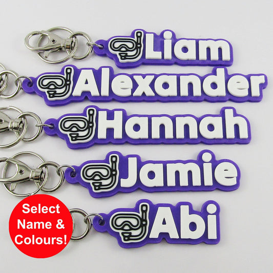 Personalised Snorkeling Name Keychain Custom Colours