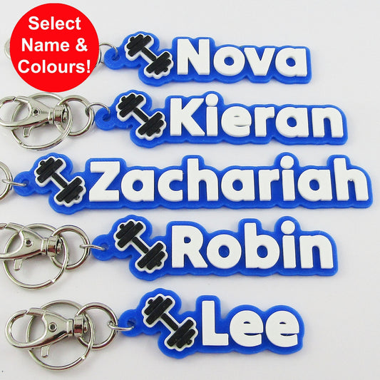 Personalised Weightlifting Name Keychain Custom Colours