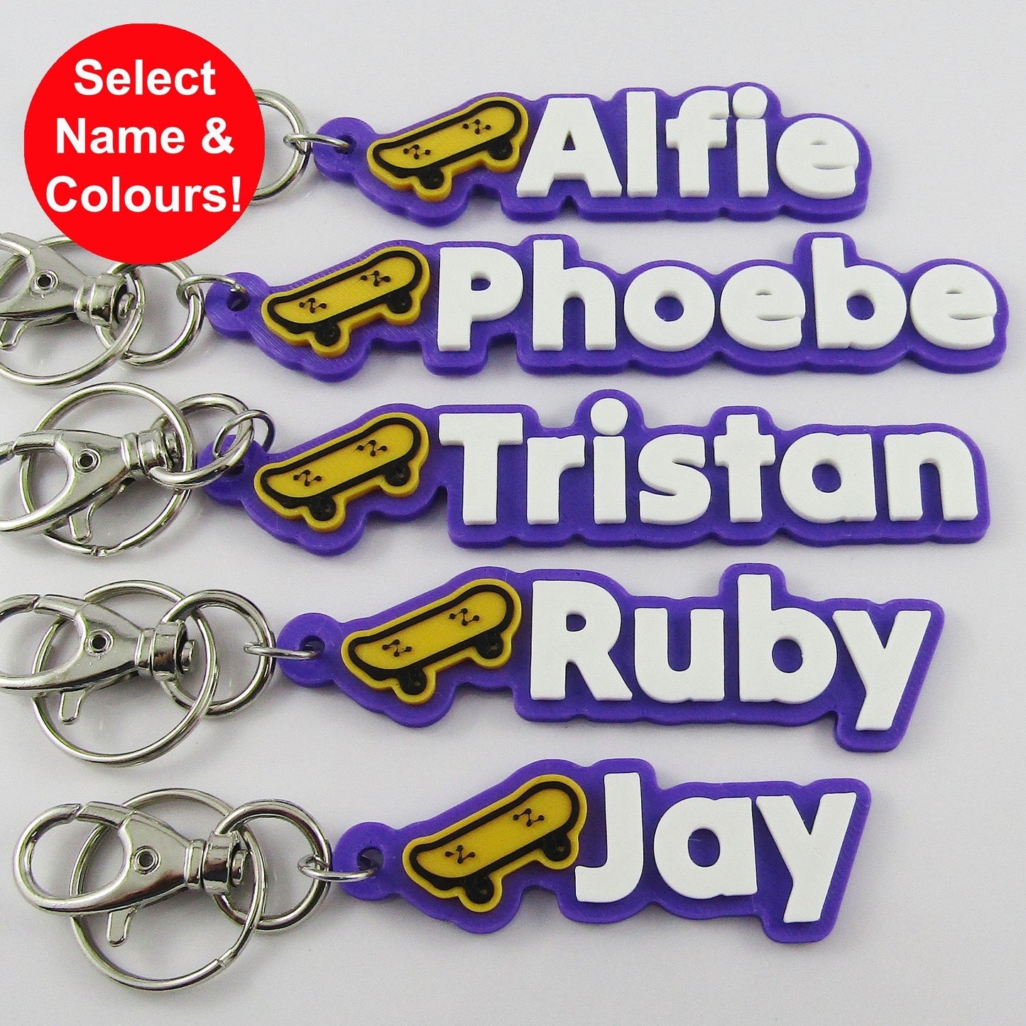 Personalised Skateboarding Name Keychain