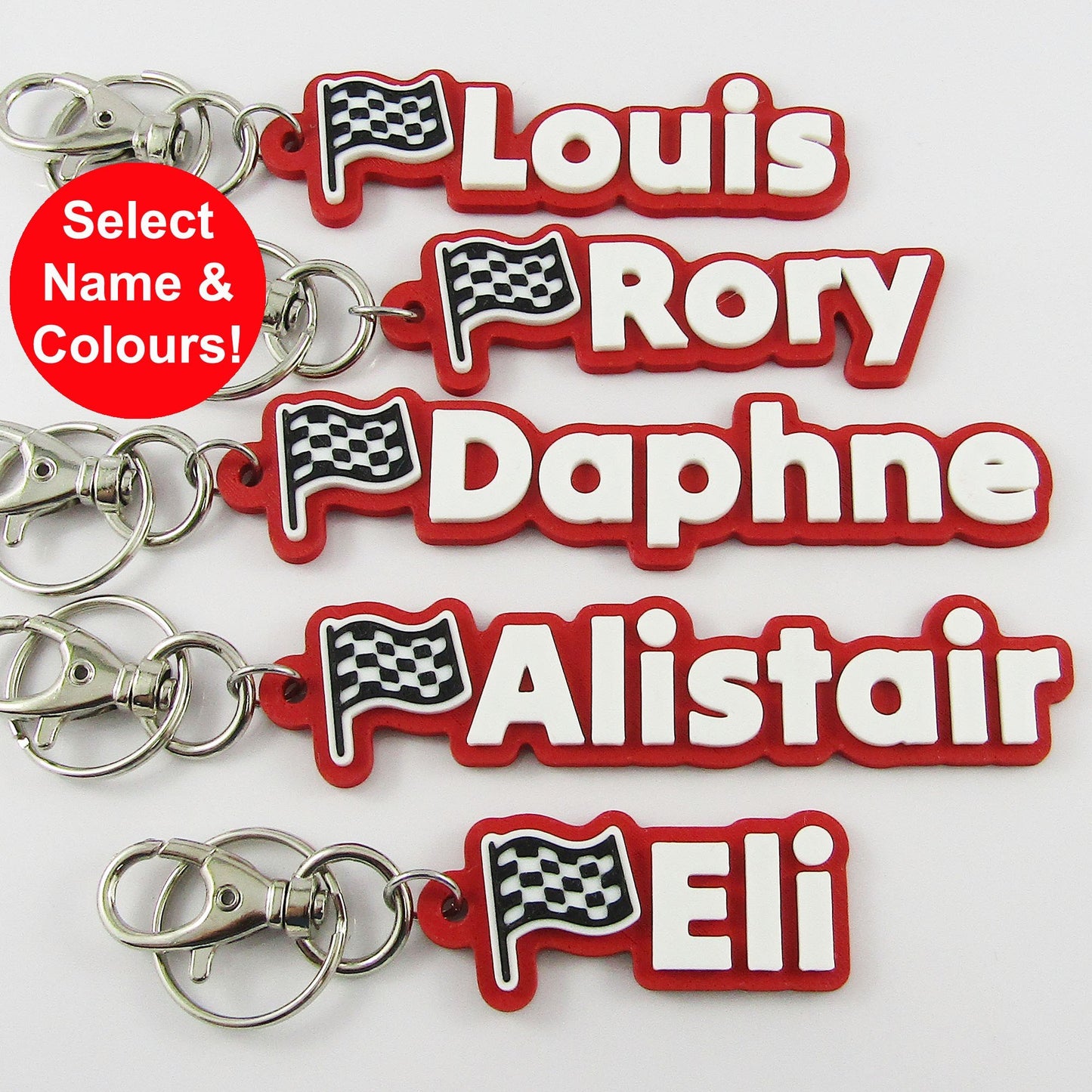 Personalised Racing Flag Name Keychain