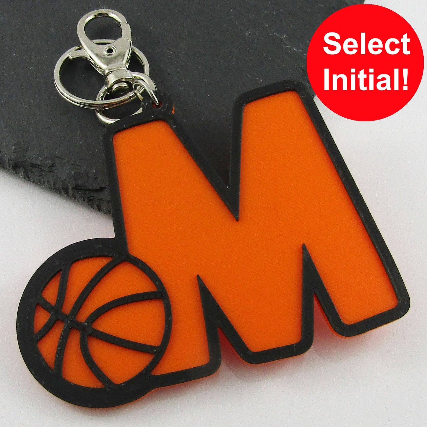 Basketball Initial Number Bag Tag Keychain Sports Season End Coach Player Gift