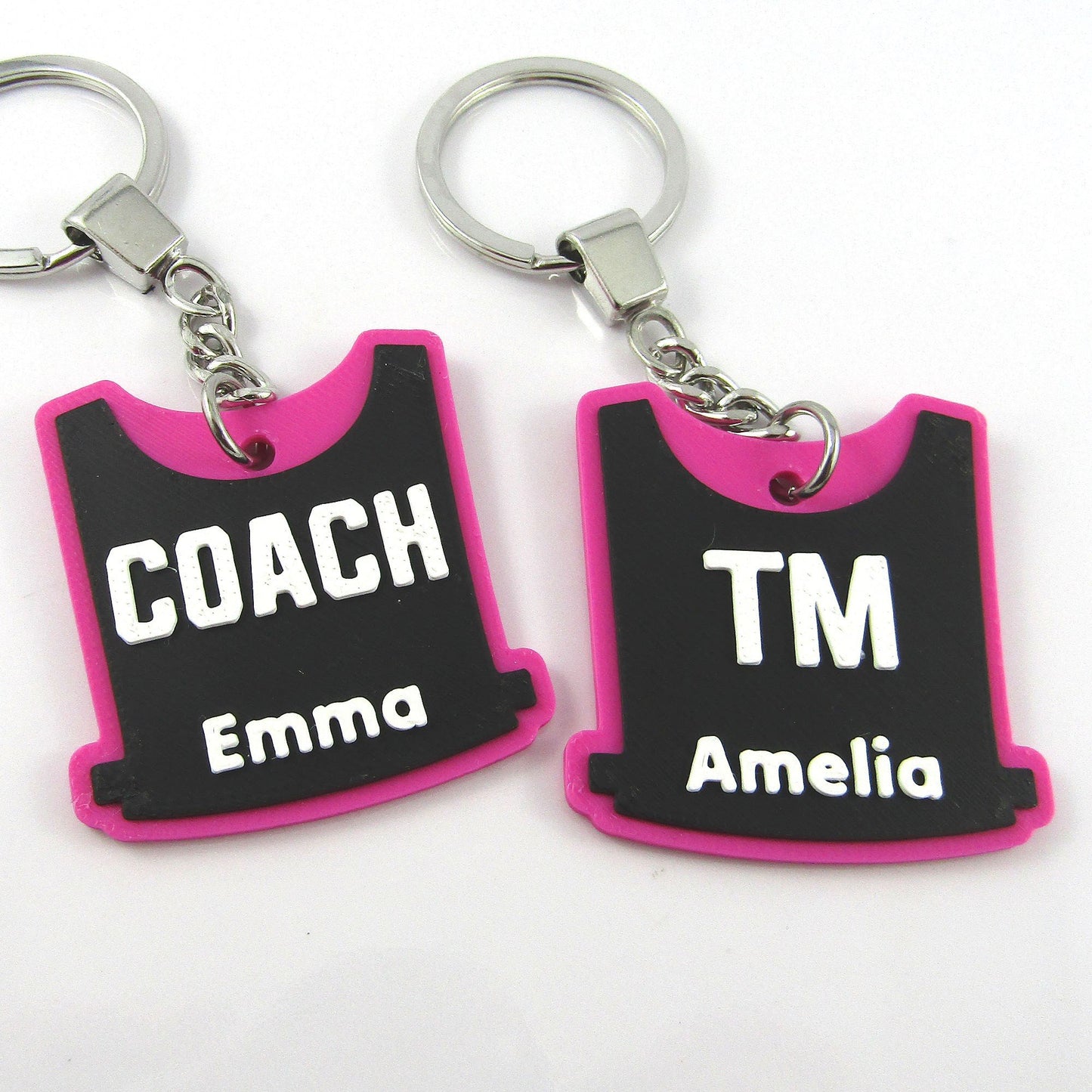 Netball Bib keychain bagtag gift with name and position and choice of colours
