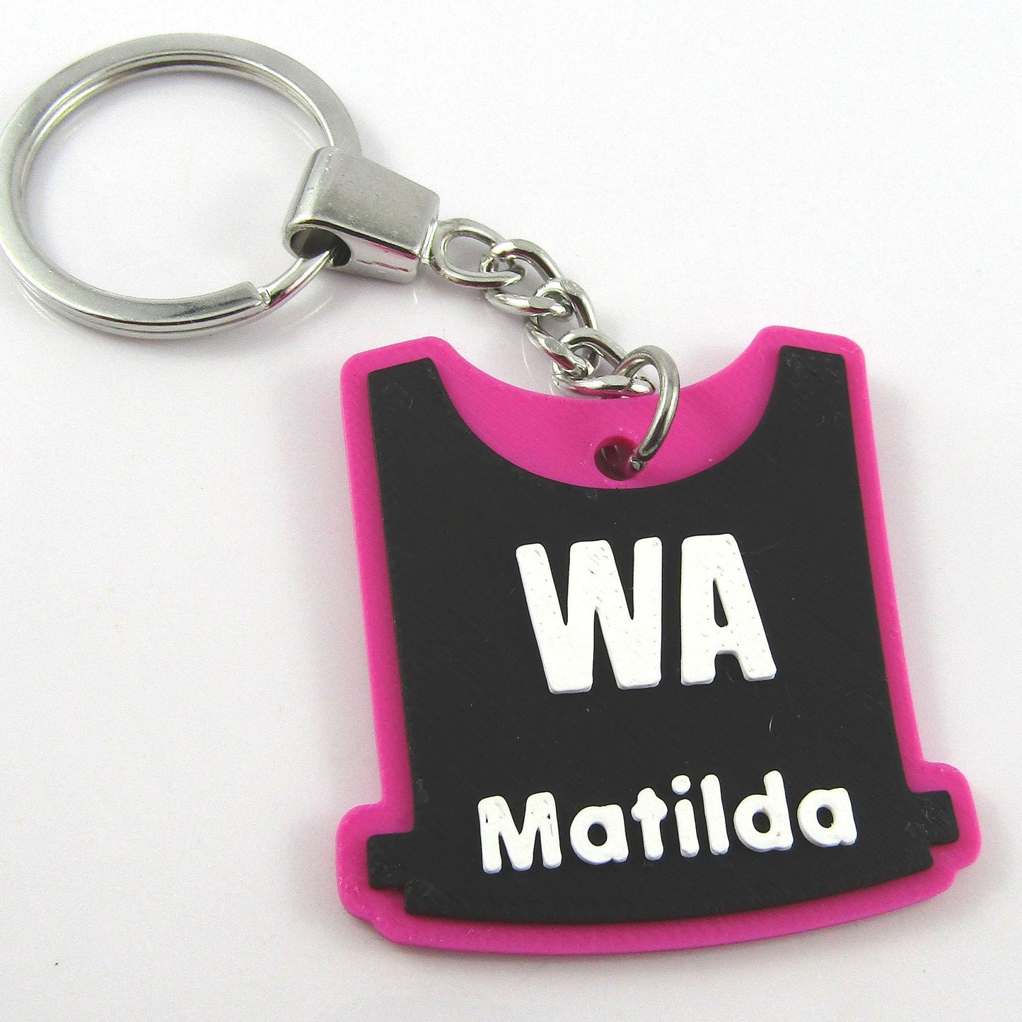 Netball Bib keychain bagtag gift with name and position and choice of colours