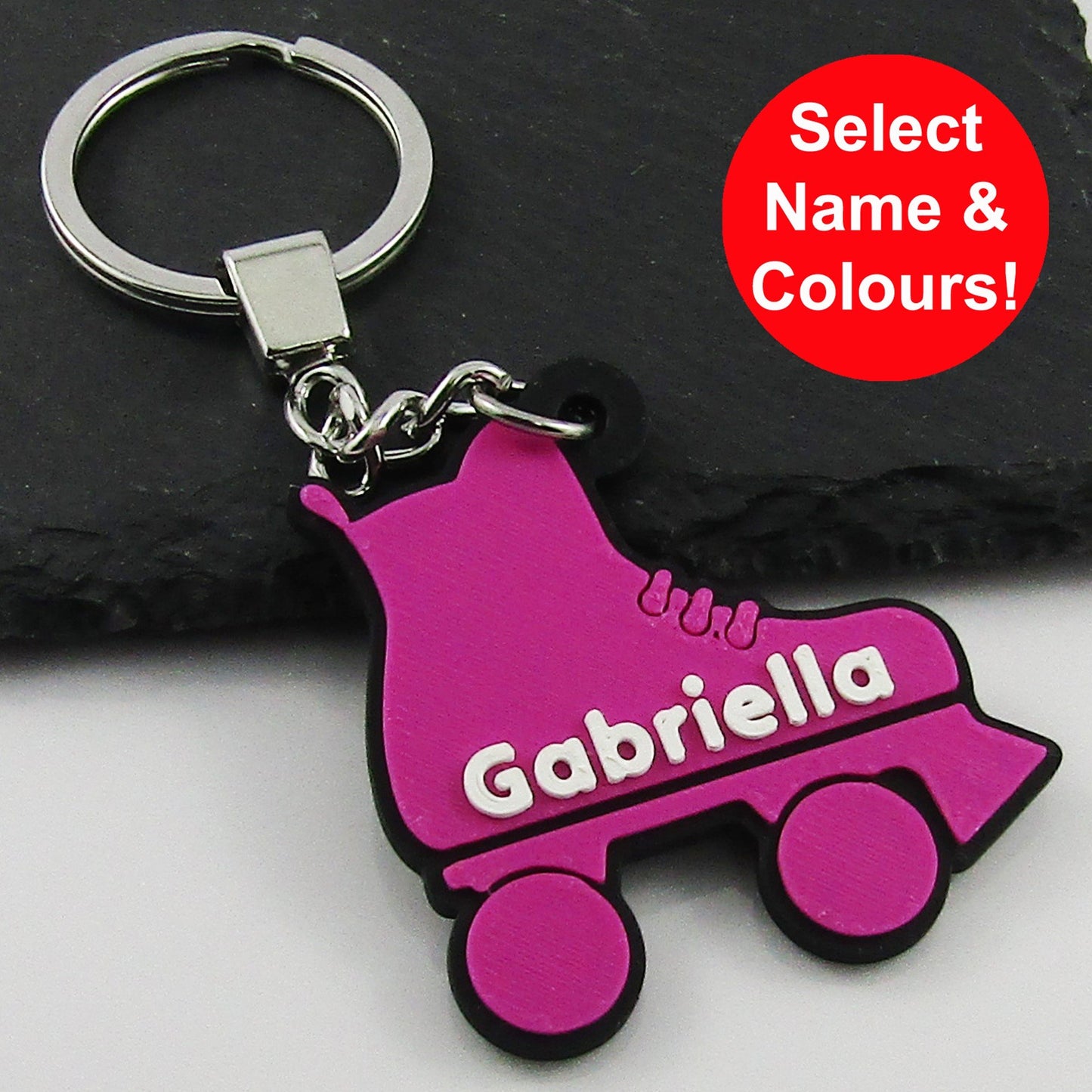 Personalised Rollerskate Roller Derby Keychain select colours