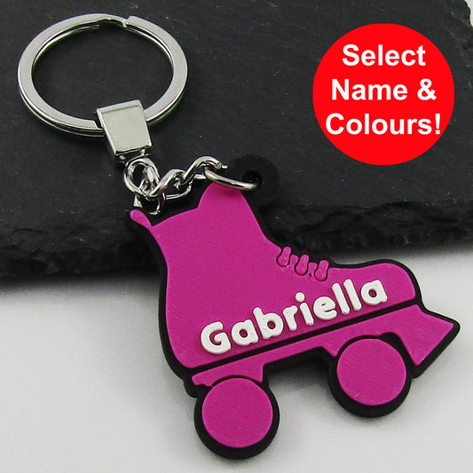 Personalised Rollerskate Roller Derby Keychain select colours