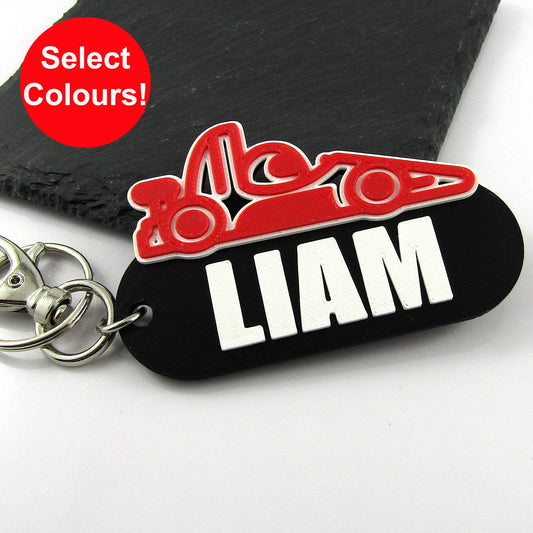 Personalised Racing Car Keychain select colours