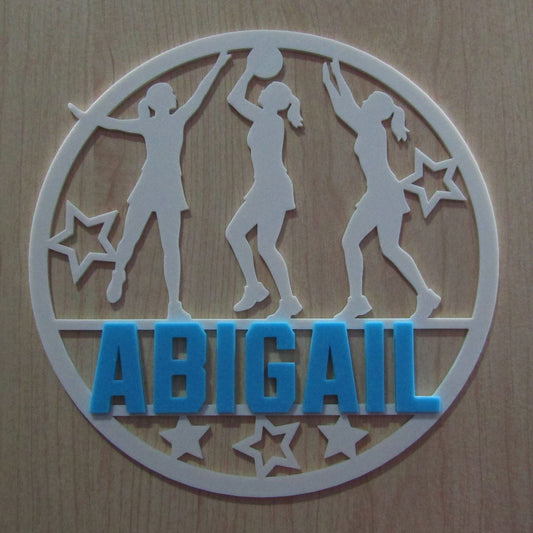 Personalised Netball Wall Plaque – Custom Name 3D Printed Bedroom Door Sign