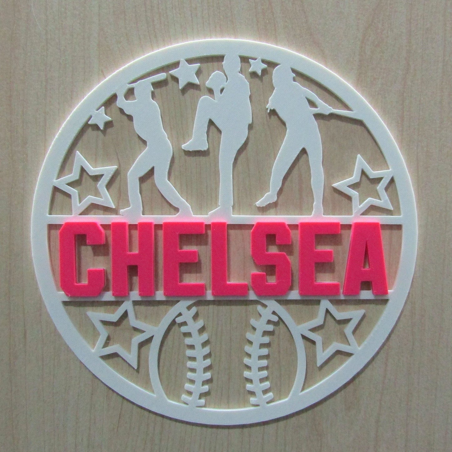 Personalised Baseball Wall Plaque – Custom Name 3D Printed Bedroom Door Sign