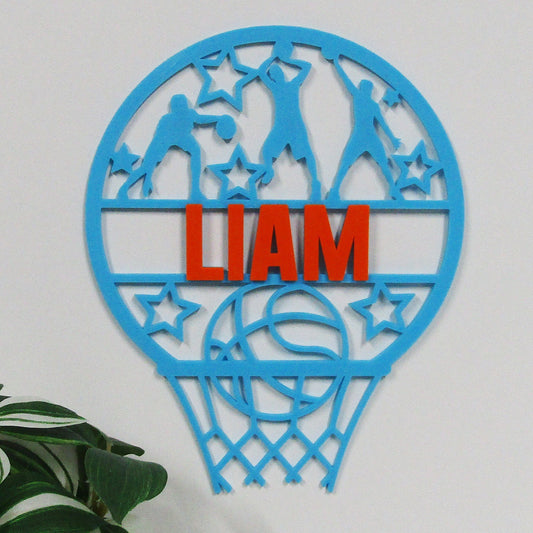 Personalised Basketball Wall Plaque – Custom Name 3D Printed Bedroom Door Sign