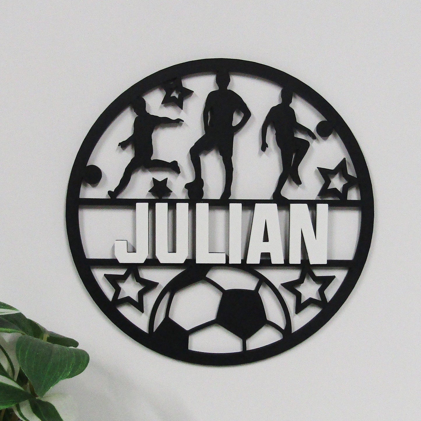 Personalised Soccer Wall Plaque – Custom Name 3D Printed Bedroom Door Sign