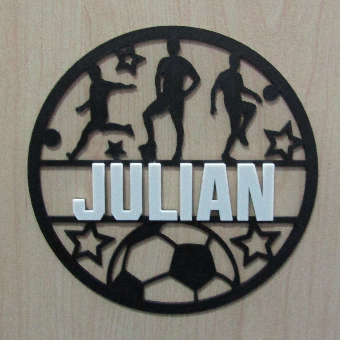Personalised Soccer Wall Plaque – Custom Name 3D Printed Bedroom Door Sign