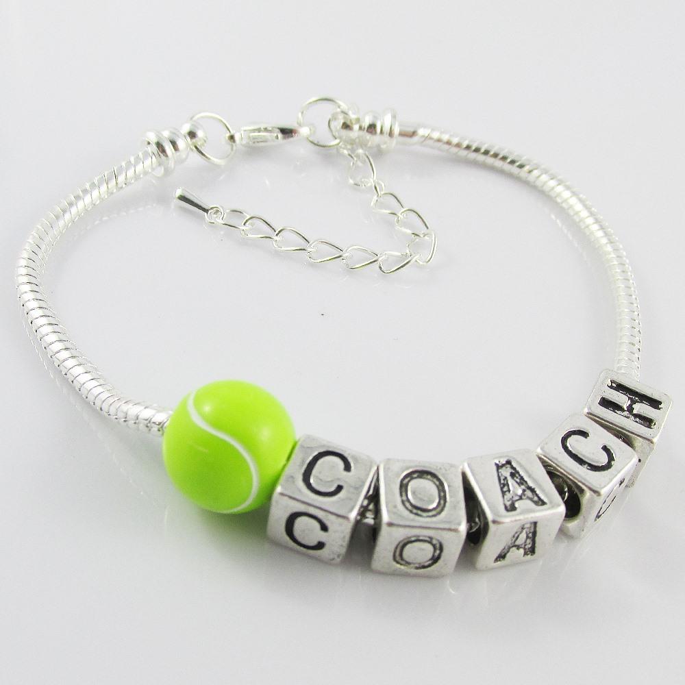 Sport Coach Charm Bracelet 20cm Pick Baseball Basketball Football Netball Tennis