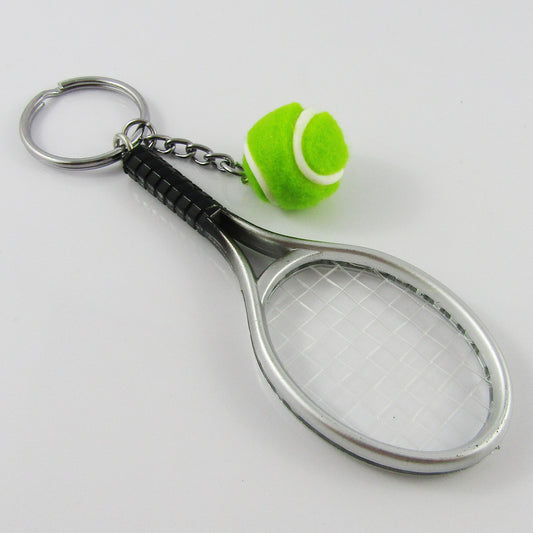 Tennis Racquet & Ball Sport Keychain Keyring 125mm Sports Gift Optional 2025 Tag