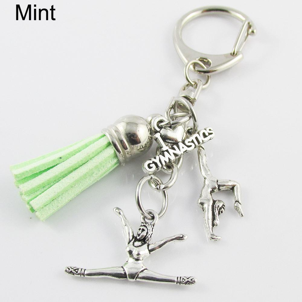 I Love Gymnastics Charm Bag Tag Tassel 85mm Coach Squad Sport Gift Select Colour