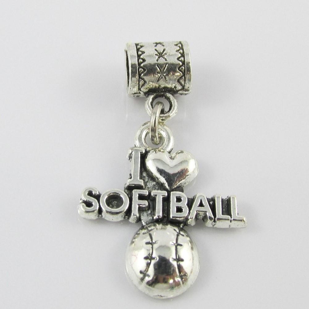 I Love Softball Charm Pick Bail or Clip on Clasp End of Season