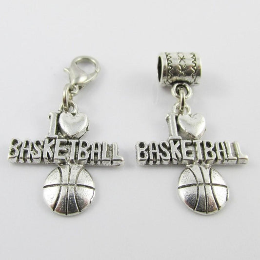 I Love Basketball Charm Pick Bail or Clip on Clasp End of Season Sport Team Gift