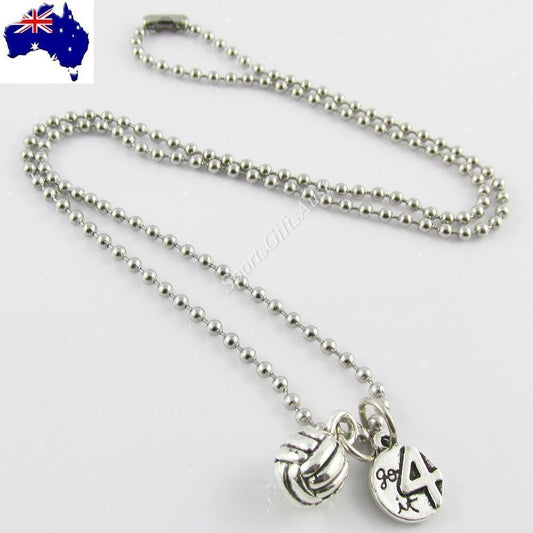 Set of 10 Go 4 It 3D Netball Charm 50cm SS Ball Necklace Coach Sports Team Gift