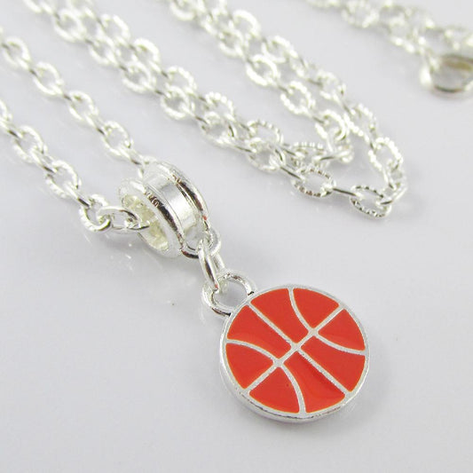 Enamel Basketball Charm Necklace 45cm Coach Sports Team End Of Season Gift