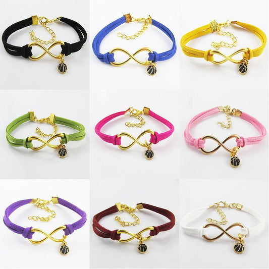 GP Infinity Forever Enamel Basketball Charm Bracelet Team Coach Gift 9 Colours