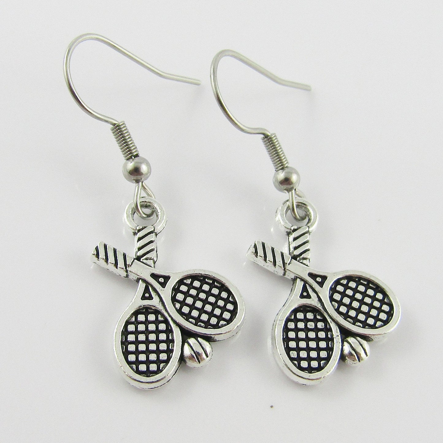 Tennis Racquets Charm Hook Earrings Stainless Steel Hooks