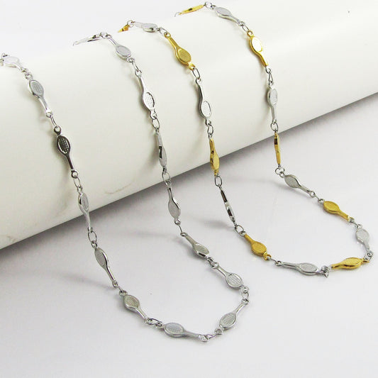 304 Stainless Steel Linked Tennis Racquet Charm Necklace 45cm Coach Sports Gift
