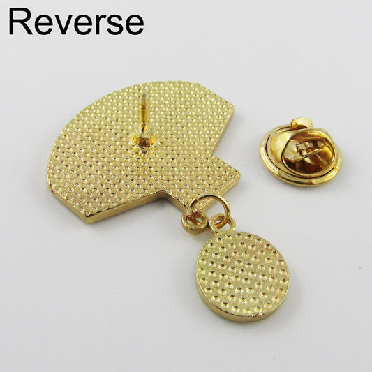 Enamel Basketball Collar Pin Brooch Badge with Tiny Basketball Dangle